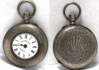 Antique Sterling Silver Sea Shell Case Louis Jacot Logle Pocket Watch Repair