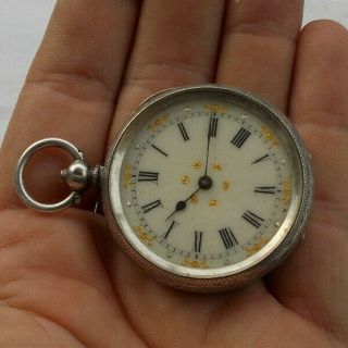Rare Vintage Antique Key Wind French 935 Sterling Silver Pocket Watch O 