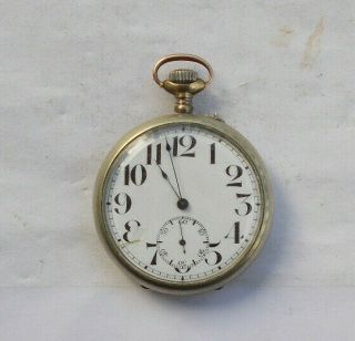 Rare Vintage 2 " French Wind Up Swiss Pocket Watch 15 Jewels Large Numbers Look