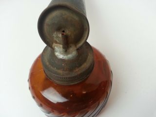 Vintage Antique Chapin Pump Chemical Sprayer - Amber Glass Jar w/ Wooden Handle 6