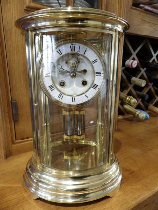 French Crystal Regulator Clock In The Rare Oval Case With Brocot Front Escape