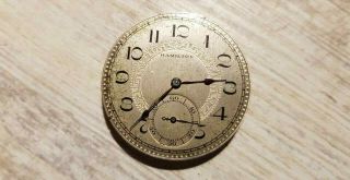 Antique Pocket Watch Movement - Hamilton 12s,  17 Jewels,  Runs