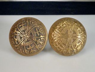 Pair Antique Bronze Brass Door Knobs - 56529