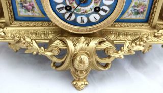 Antique French Mantle Clock 1880 ' s Stunning Gilt & blue Sevres Striking Figural 8