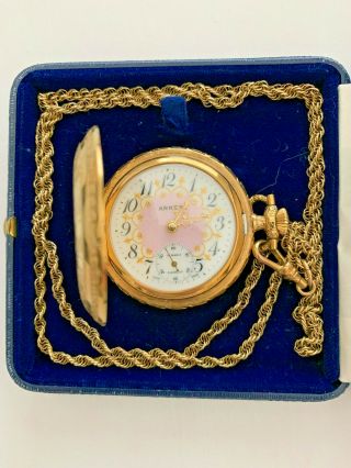 Ladies Arnex Pocket Watch Swiss Made Gold Tone 17 Jewels Incabloc Hand Winding