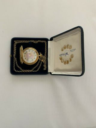 Ladies Arnex Pocket Watch Swiss Made Gold Tone 17 Jewels Incabloc Hand Winding 3