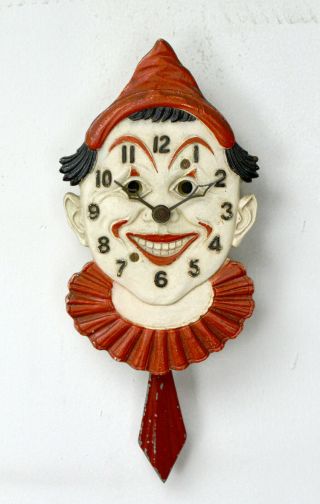Vintage Lux Circus Clown Pendulette Clock Circa 1937