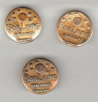 Set 3 Rare Collectible Work Clothes Brass Buttons - - Bob Long Brand Embossed