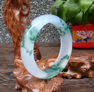 Hand - Carved Chinese Natural Hetian Jade Bracelet Exquisite White & Green