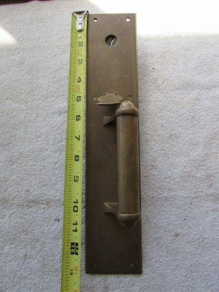 Vtg Brass Door Handle Hardware Plate Push Pull 13.  25 " X 2.  75 "