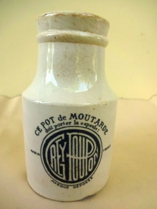 Antique Paris Dijon Grey - Poupon Mustard Pot Stoneware French Mustard Jar Rare F 8