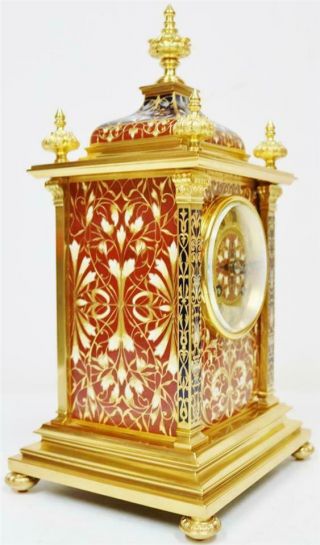 Exceptional Antique French 8 Day Bronze Ormolu & Champleve Enamel Mantle Clock 3