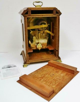 Vintage Kieninger Oak Triple Chime Musical 9 Bell Moon Phase Bracket Clock 10