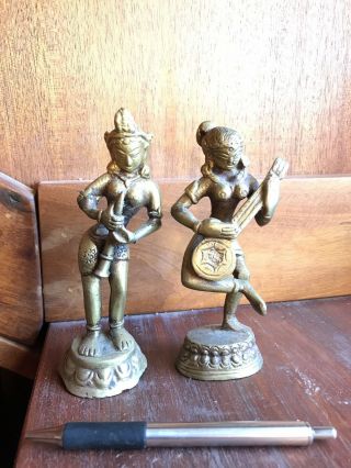 Vintage Pair Asian Bronze Statues