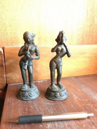 Vintage Asian Bronze Pair Statues