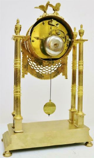 Rare Antique 18thc French Empire Period Bronze Ormolu Portico Table Mantle Clock 10