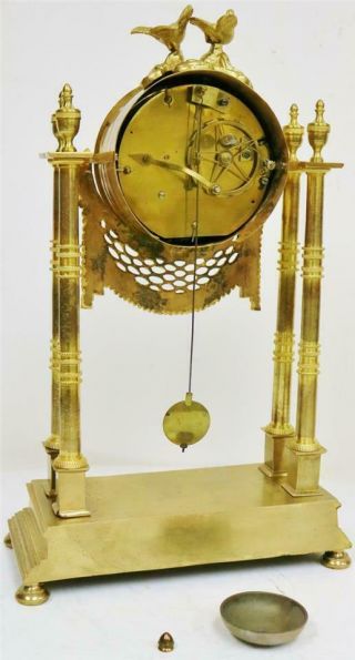 Rare Antique 18thc French Empire Period Bronze Ormolu Portico Table Mantle Clock 11