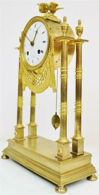 Rare Antique 18thc French Empire Period Bronze Ormolu Portico Table Mantle Clock 8