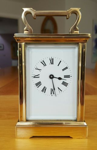 Antique Solid Brass Carriage Clock - 8 Day Brass Movement With Key