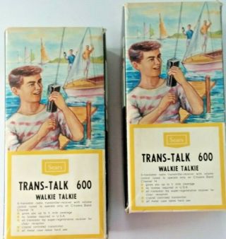 Sears Walkie Talkie Trans Talk 600 Set Of 2 Box Niob Vtg Battery 1960s
