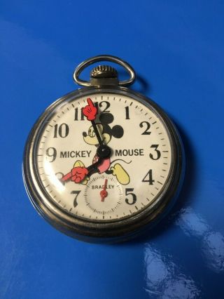Bradley Mickey Mouse Pocket Watch Vintage Made In The Usa It Rare