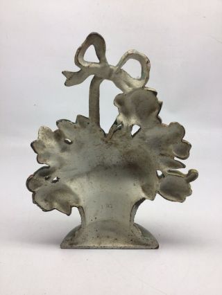 Antique Hubley 121 Cast Iron Flower Basket Doorstop Paint 4