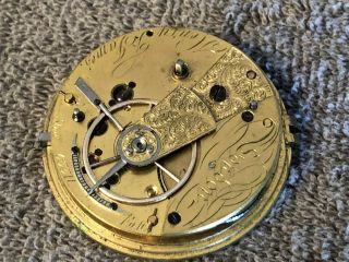 Vintage Fusee Pocket Watch Movement Henry F James London 48mm 2