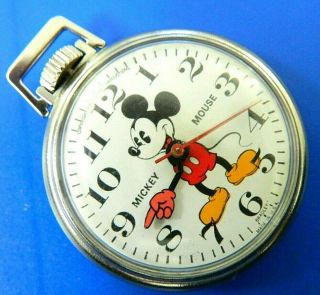 Disney Mickey Mouse Vintage Pocket Watch Bradley Made In U.  S.  A