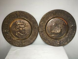 Large Antique Vintage Brass Wall Plaque Plate Charger Of Petrus Paulus Rubens