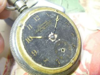 SCARCE 1890s R.  H.  Ingersoll & Bros TRIUMPH Black Dial Fancy Knurled Case RUNS 7