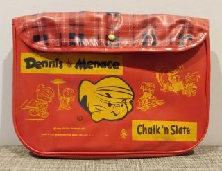 VINTAGE DENNIS the MENACE CHALK n SLATE BLACKBOARD TOY GAME 50s OLD VINYL BINDER 2