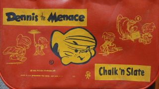 VINTAGE DENNIS the MENACE CHALK n SLATE BLACKBOARD TOY GAME 50s OLD VINYL BINDER 3