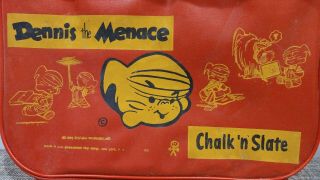 VINTAGE DENNIS the MENACE CHALK n SLATE BLACKBOARD TOY GAME 50s OLD VINYL BINDER 4