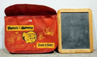 VINTAGE DENNIS the MENACE CHALK n SLATE BLACKBOARD TOY GAME 50s OLD VINYL BINDER 7