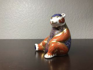 Royal Crown Derby RARE Honey Bear,  Blue,  Red & Finished with Gold Paperweight. 2