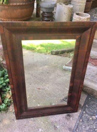 Antique Early American Empire Flame Mahogany Mirror 22 X 32