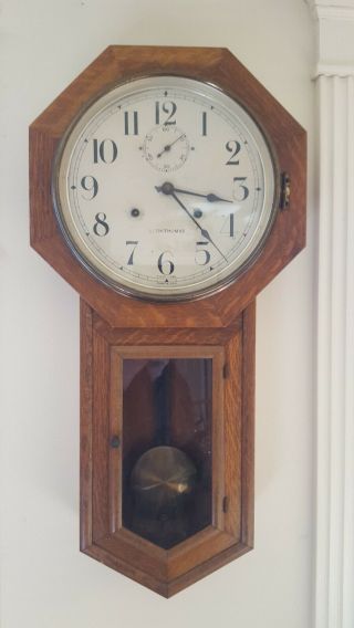 Antique Seth Thomas Regulator Wall Clock All With Key