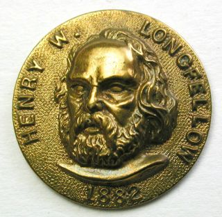 Bb Antique Brass Button Henry Wadsworth Longfellow - 11/16 "