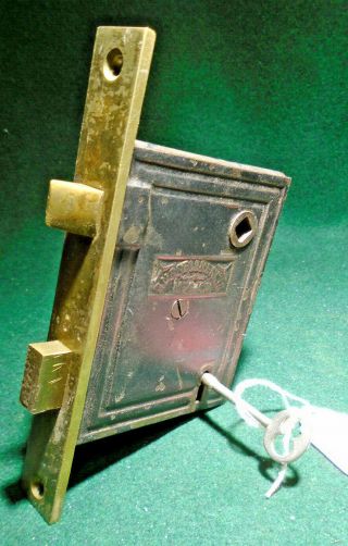 1862 R & E RUSSELL & ERWIN MORTISE LOCK w/KEY - RECONDITIONED (9779 - 3) 4