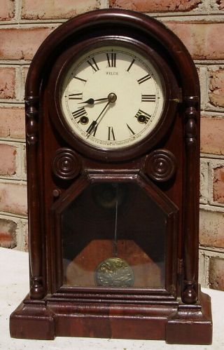 Vintage Antique E.  N.  Welch Wind Up Mantel Shelf Clock