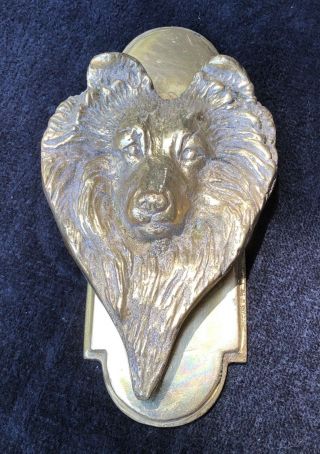 Vintage Antique Brass Collie Dog Door Knocker,  Solid Brass Casting,  Favorite Pet