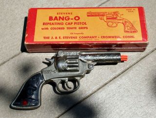 Vintage J&e Stevens Cast Iron Bang - O Toy Cap Gun Unfired