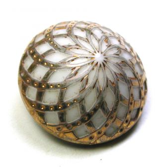 Bb Antique Victorian Glass Button Fancy Cone Design W/ Gold Luster - 11/16 "