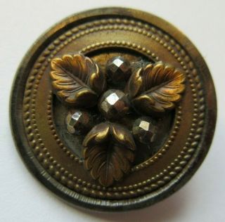 Large Antique Vtg Victorian Metal Steel Cup Button W/ Cut Steels (c)