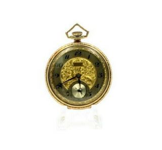 Antique Gruen Semi - Thin 17j Size 12s Fancy Dial Open Face Pocket Watch - Nr 6112 - 9