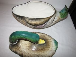 Large Ceramic Mallard Duck Soup Tureen/Cookie Jar Made in Italy R.  B. 3
