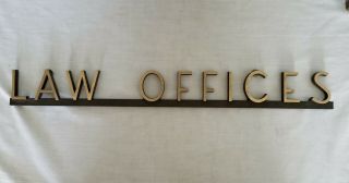 Vintage Cast Bronze Law Offices Sign 22 " Art Deco Lettering