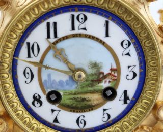 Antique Mantle Clock Outstanding French Gilt & Blue Sevres Striking C1880 7