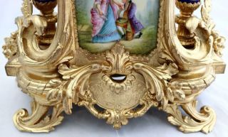 Antique Mantle Clock Outstanding French Gilt & Blue Sevres Striking C1880 9