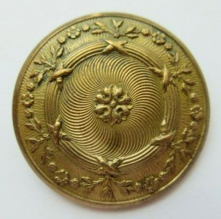 Elegant Large Antique Vtg Victorian Brass Metal Button Ornate Design (r)